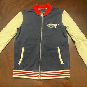 VINTAGE Tommy Hilfiger Navy and White Kids Bomber Jacket